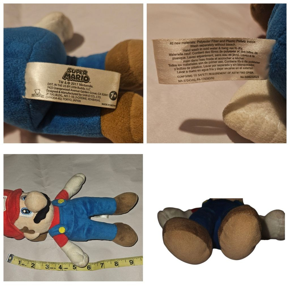 Nintendo Mario Stuffed Animal Plush 2017 Red Blue White - Picture 9 of 9